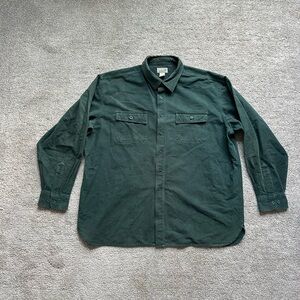L.L. Bean Men’s XXL 100% Cotton Green Collared Flannel Barn Shirt Workwear